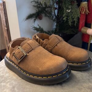 Dr. Martens Savannah Tan Leather Buckle Mules